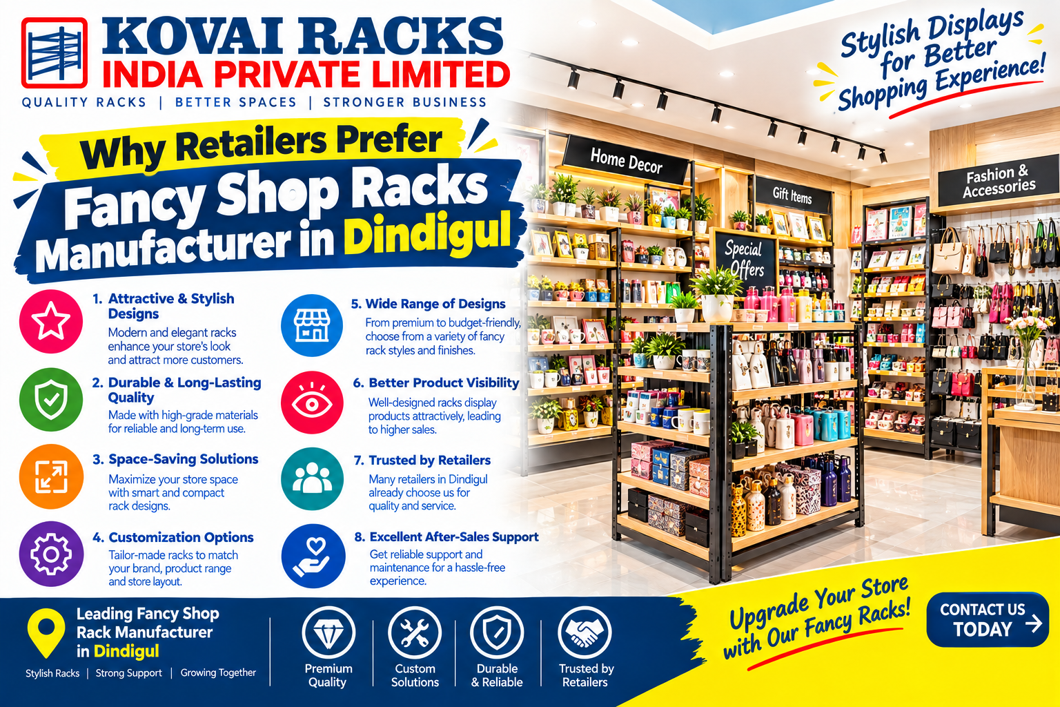 Why Retailers Prefer Fancy Shop Rack Manufacturers in Dindigul